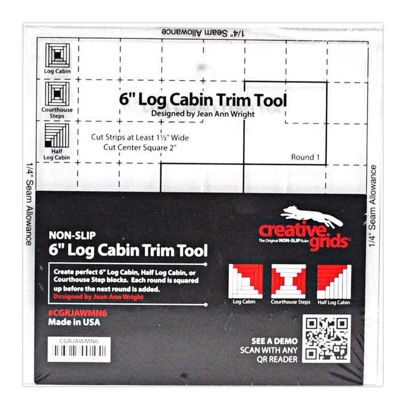 Creative Grids 6in Log Cabin Trim Tool Quilt Ruler - CGRJAWMN6